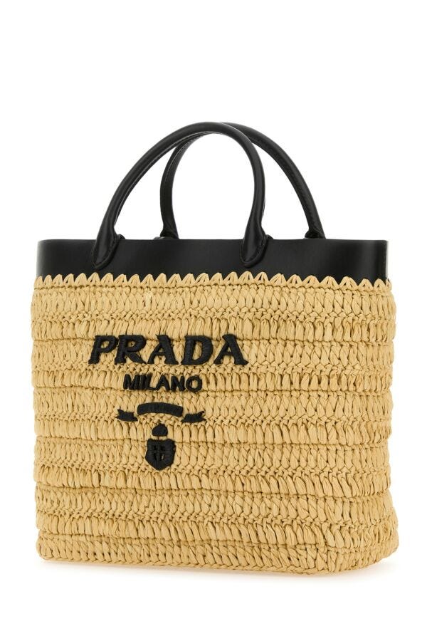 Prada Woman Raffia Handbag