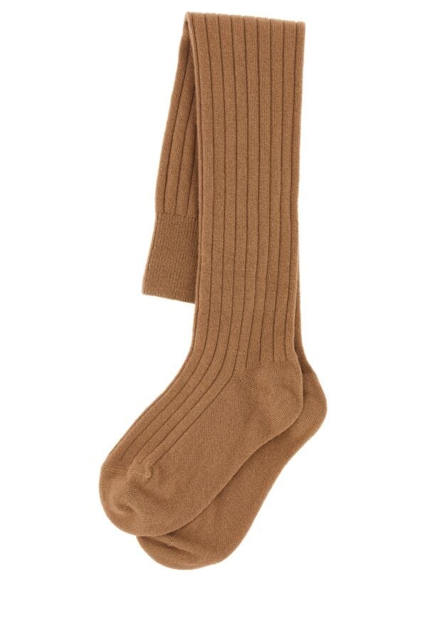 Prada Woman Camel Stretch Wool Blend Socks