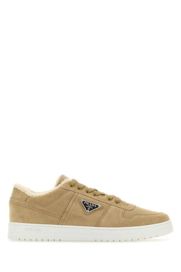 Prada Man Cappuccino Suede Downtown Sneakers