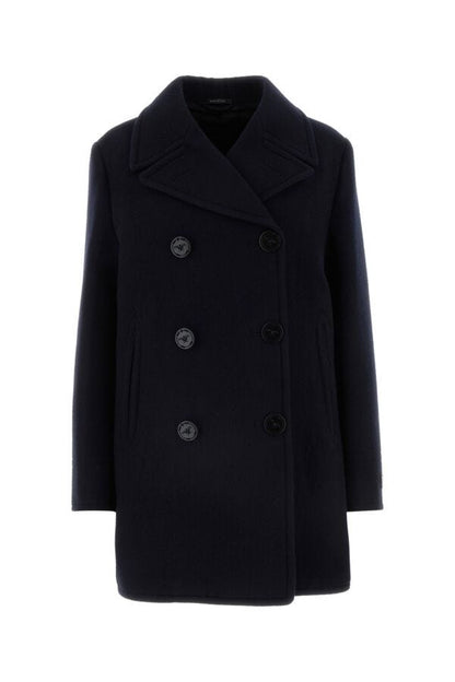 Prada Woman Midnight Blue Wool Blend Coat