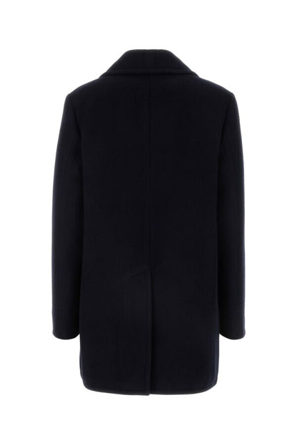 Prada Woman Midnight Blue Wool Blend Coat