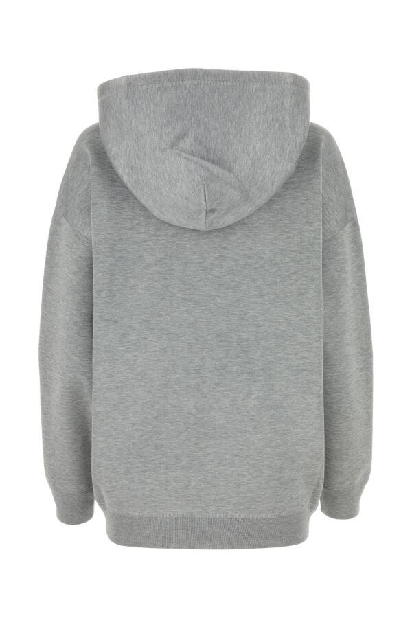 Gucci Woman Melange Grey Stretch Wool Blend Oversize Sweatshirt