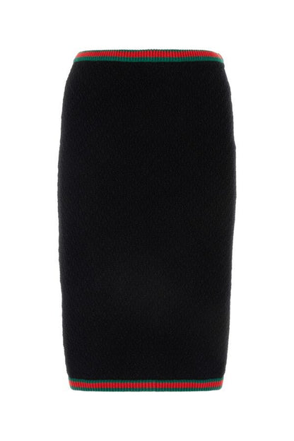 Gucci Woman Black Stretch Cotton Blend Skirt