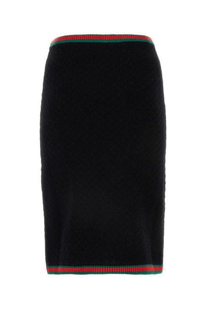 Gucci Woman Black Stretch Cotton Blend Skirt