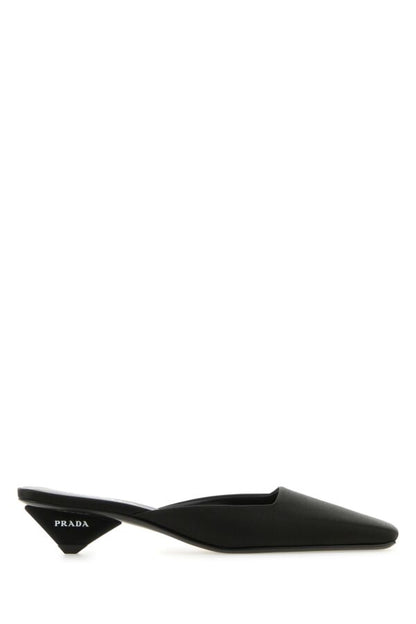 Prada Woman Black Satin Mules