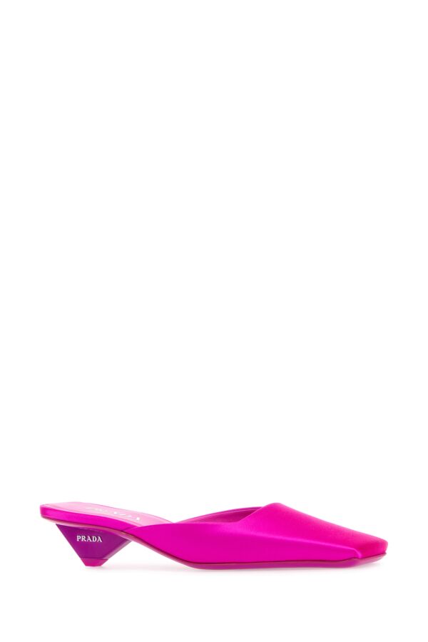 Prada Woman Fuchsia Satin Mules