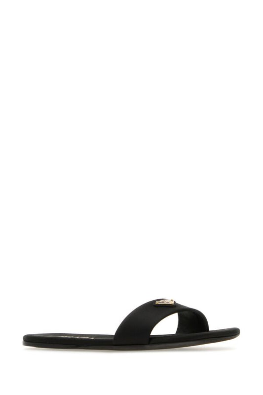 Prada Woman Black Satin Slippers