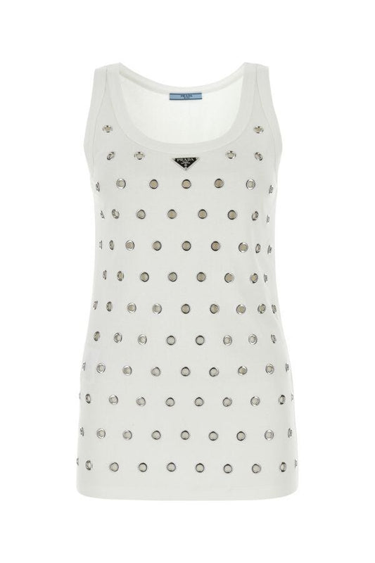 Prada Woman White Cotton Tank Top