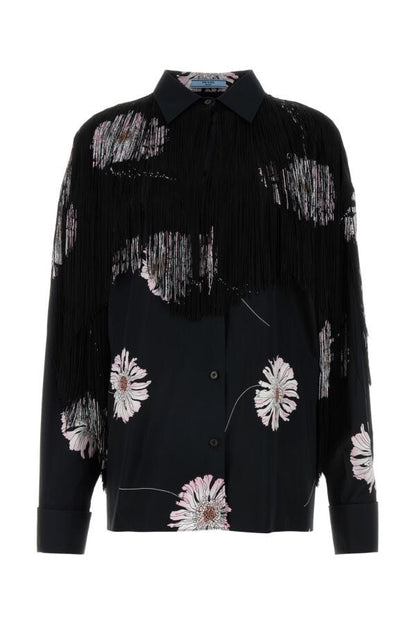 Prada Woman Printed Poplin Shirt