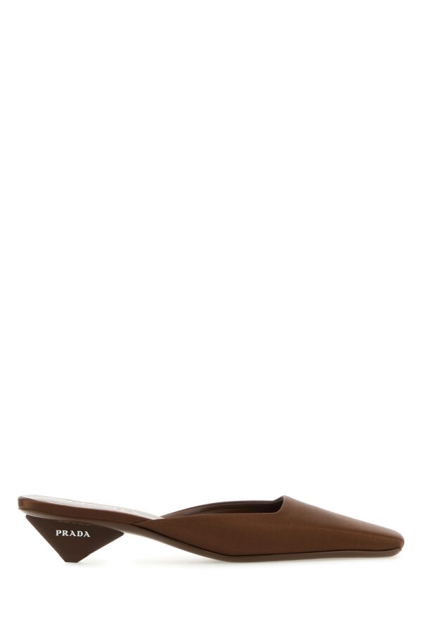 Prada Woman Chocolate Satin Mules