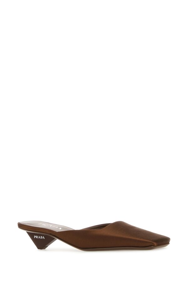 Prada Woman Chocolate Satin Mules