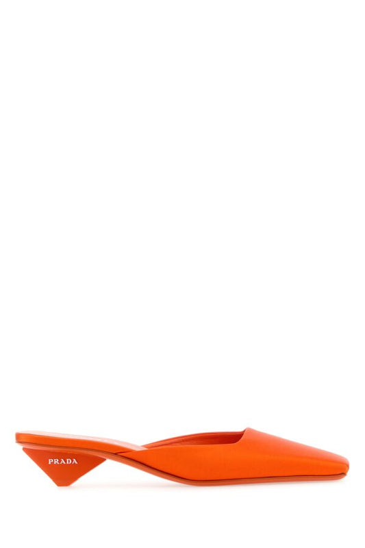 Prada Woman Orange Satin Mules