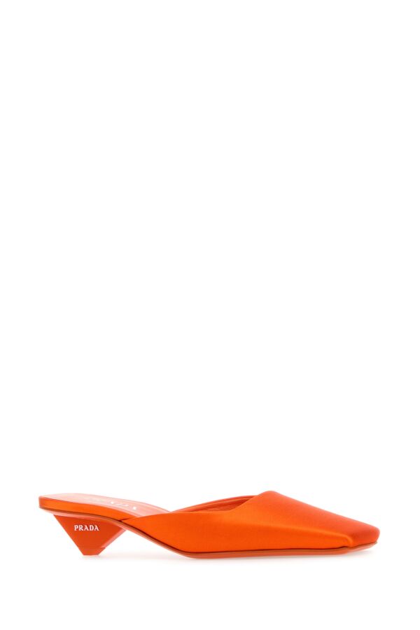 Prada Woman Orange Satin Mules