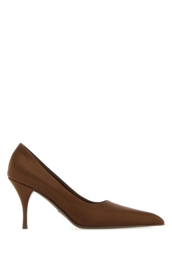 Prada Woman Chocolate Satin Pumps