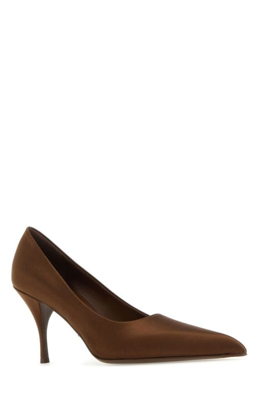 Prada Woman Chocolate Satin Pumps