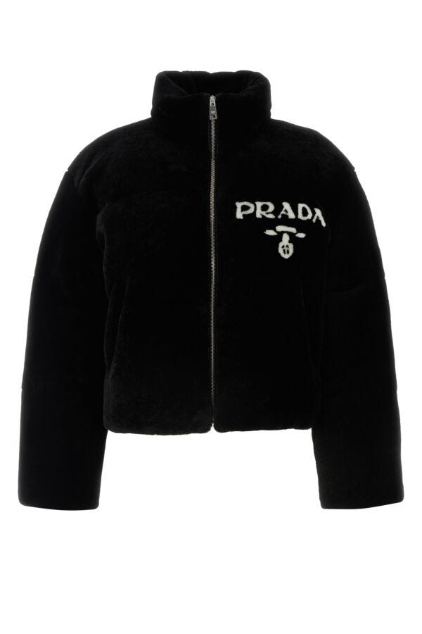 Prada Woman Black Shearling Down Jacket