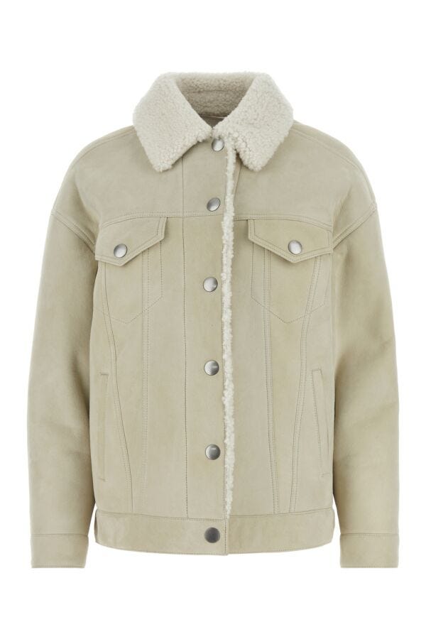 Prada Woman Chalk Shearling Jacket