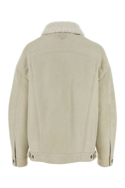 Prada Woman Chalk Shearling Jacket