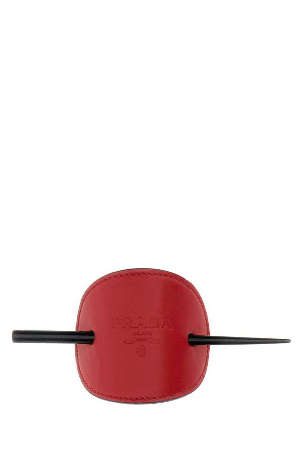 Prada Woman Red Leather Hair Clip