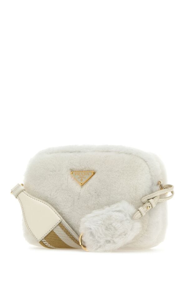 Prada Woman White Shearling Crossbody Bag