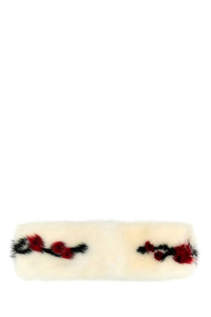 Prada Woman Ivory Fur Hairband