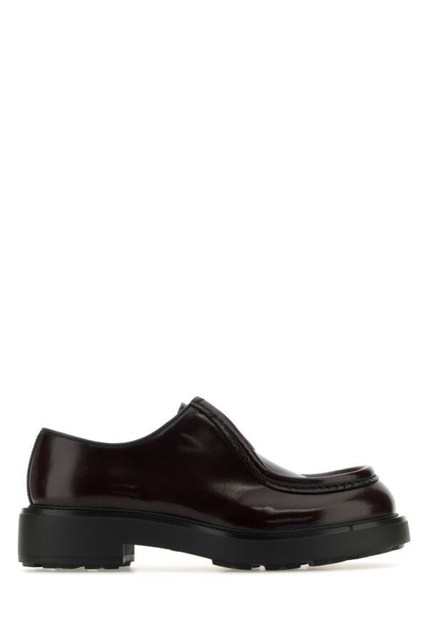 Prada Man Grape Leather Diapason Lace-Up Shoes