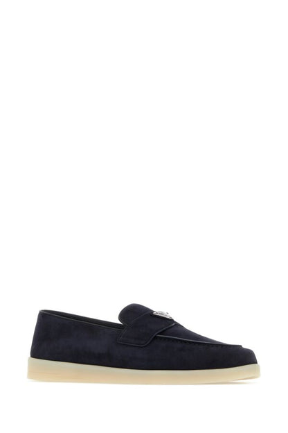 Prada Man Navy Blue Suede Loafers