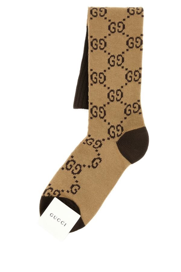 Gucci Woman Embroidered Stretch Cotton Blend Socks