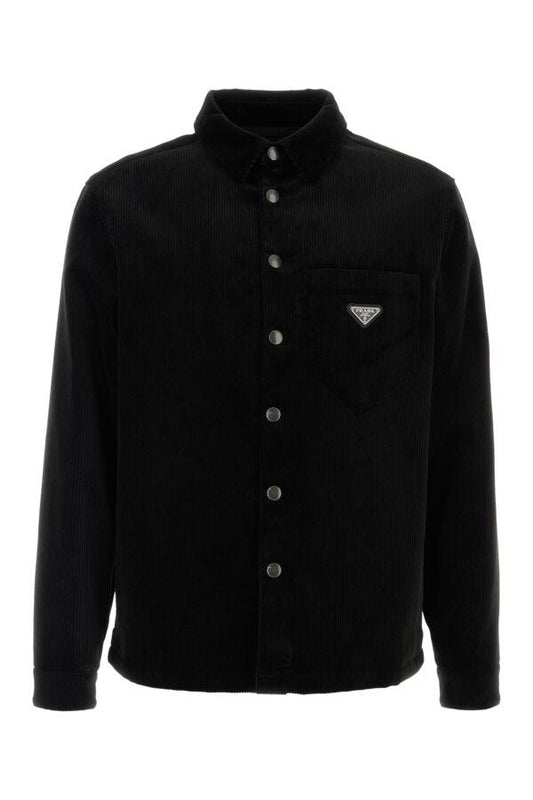 Prada Man Black Corduroy Shirt