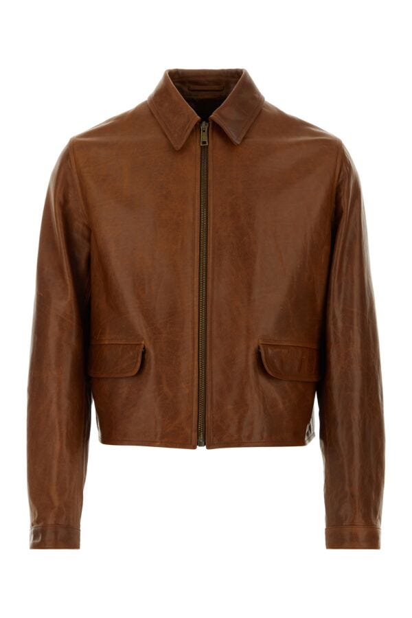 Prada Man Caramel Leather Jacket