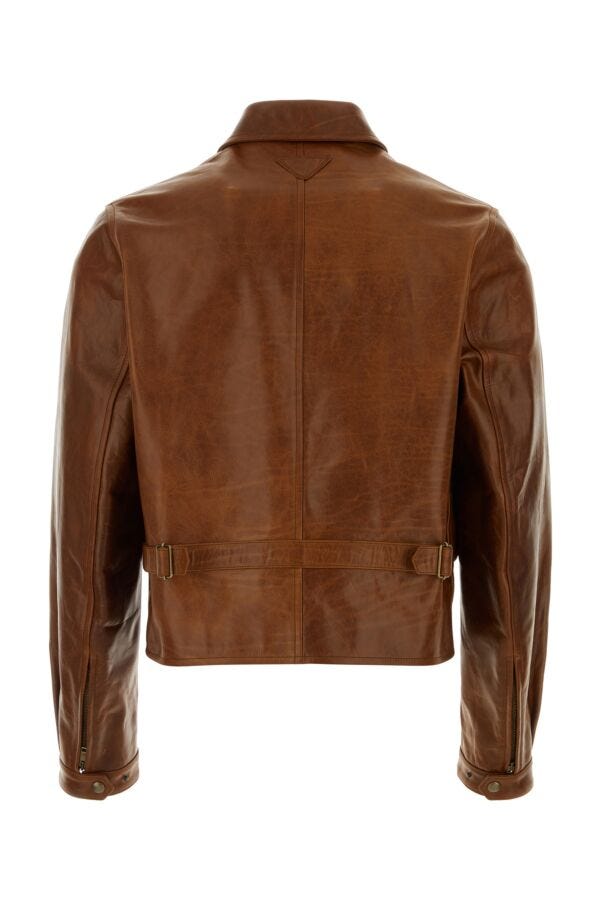 Prada Man Caramel Leather Jacket