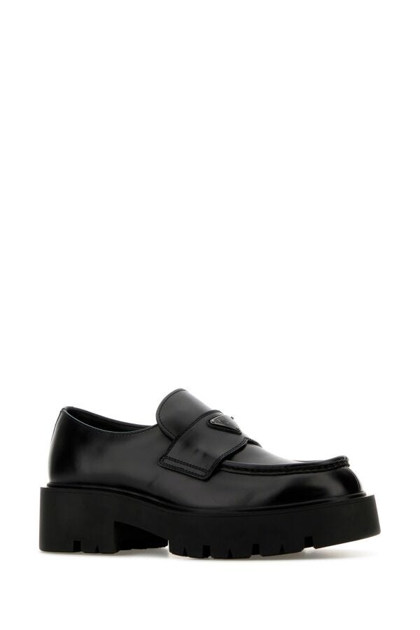 Prada Man Black Leather Loafers