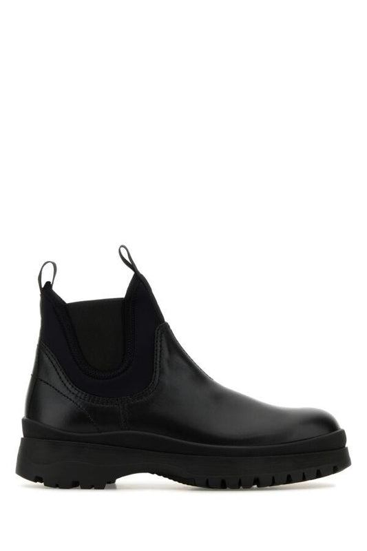 Prada Man Black Leather Ankle Boots