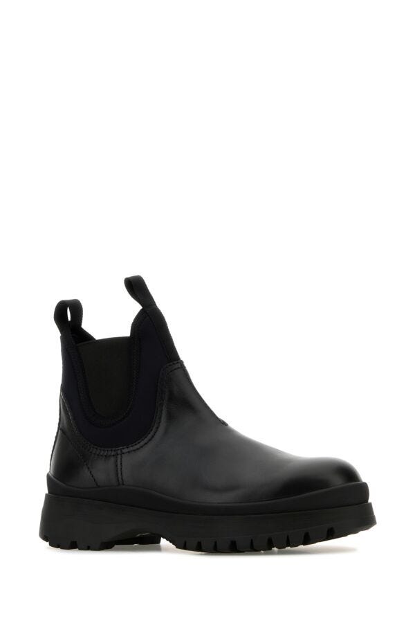 Prada Man Black Leather Ankle Boots