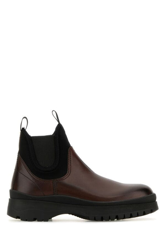 Prada Man Brown Leather Ankle Boots