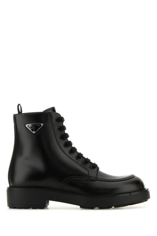 Prada Man Black Leather Ankle Boots