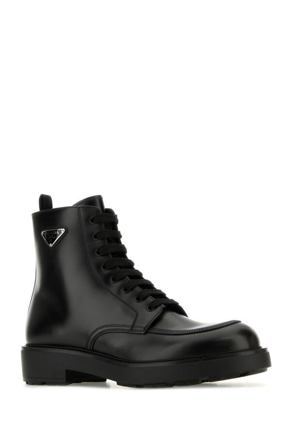 Prada Man Black Leather Ankle Boots