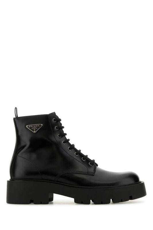 Prada Man Black Leather Ankle Boots