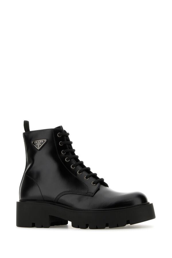 Prada Man Black Leather Ankle Boots