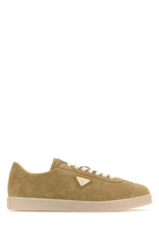 Prada Man Beige Suede Sneakers