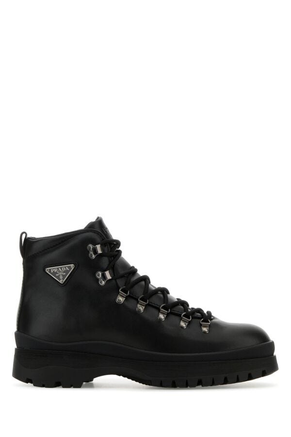 Prada Man Black Leather Ankle Boots