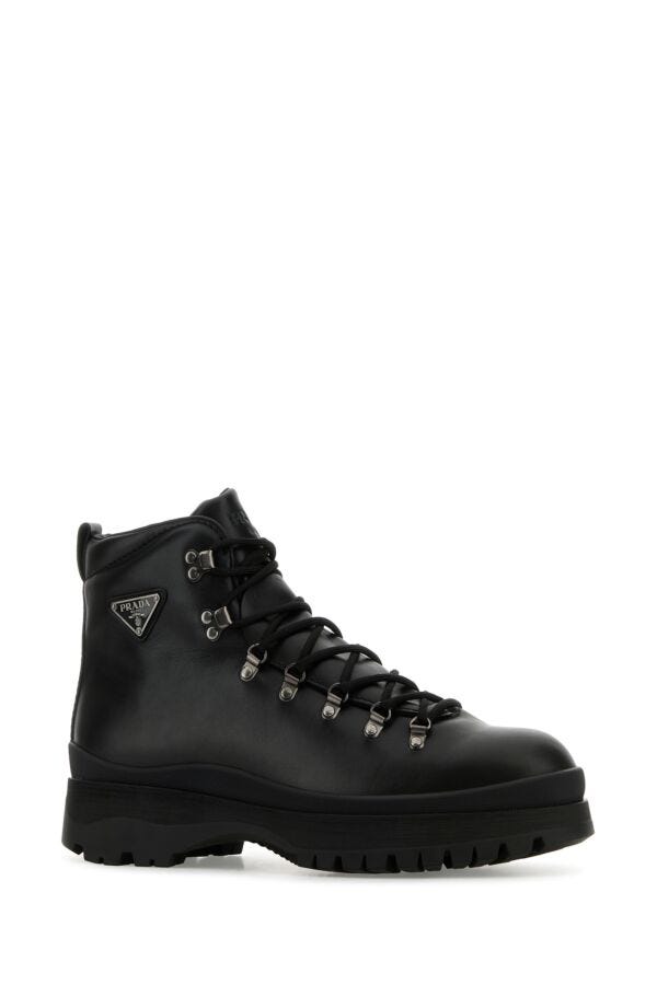 Prada Man Black Leather Ankle Boots