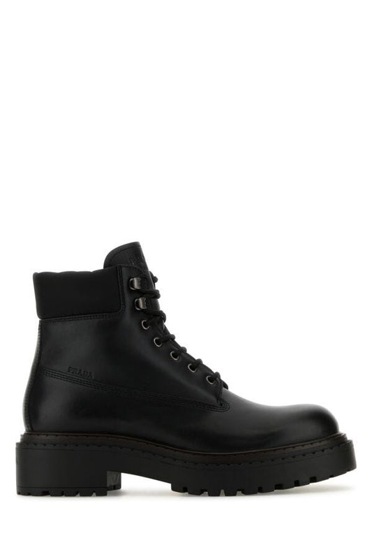 Prada Man Black Leather Ankle Boots