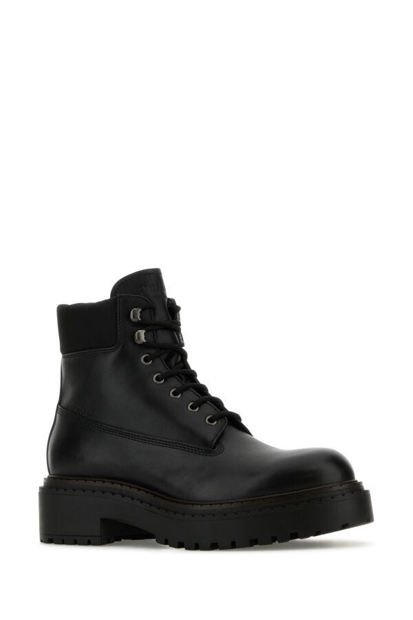 Prada Man Black Leather Ankle Boots