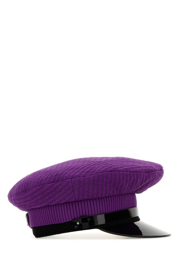 Prada Man Purple Stretch Nylon Baker Boy Hat