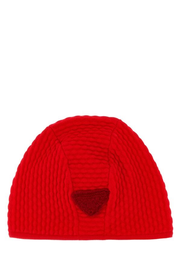 Prada Man Red Stretch Nylon Blend Beanie