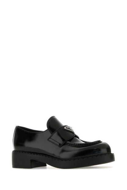 Prada Woman Black Leather Loafers