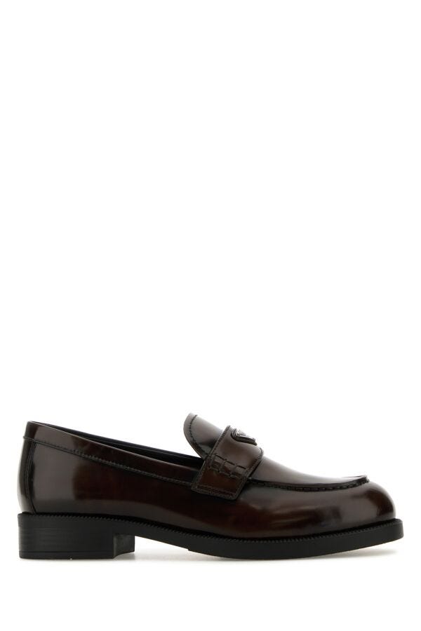 Prada Woman Brown Leather Loafers