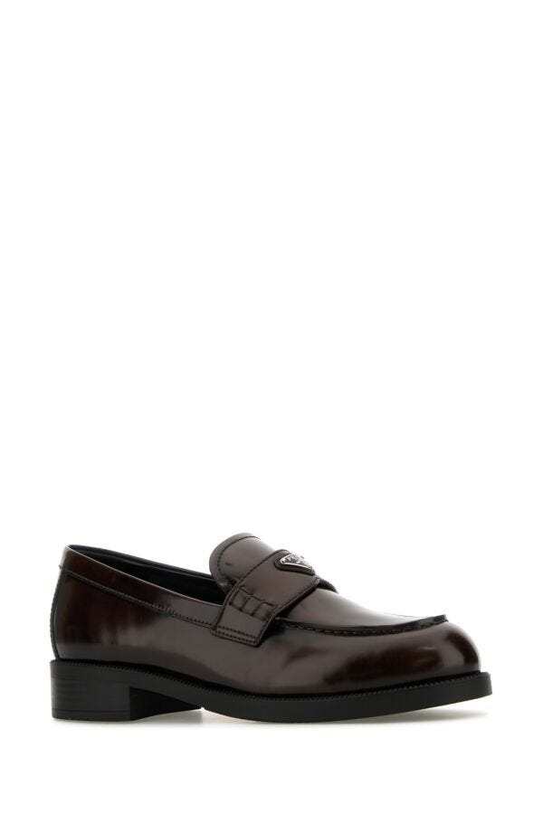 Prada Woman Brown Leather Loafers