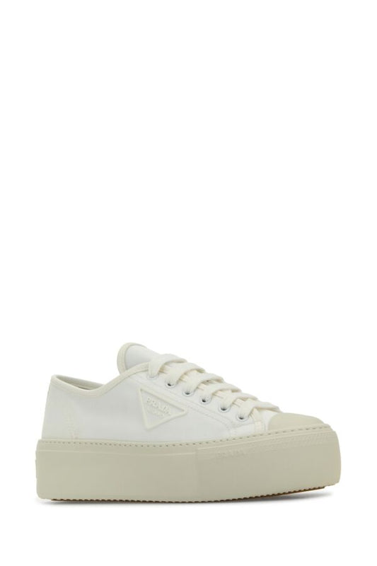 Prada Woman White Fabric Sneakers